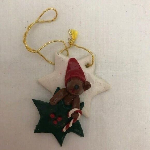 #1324 Bear in Star Polymer clay Christmas ornament  2.5 X 2 - Picture 5 of 5